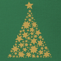 Gold Tree on Green Canvas Christmas Napkin 15pk