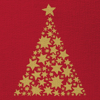 Gold Tree on Red Canvas Christmas Napkin 15pk