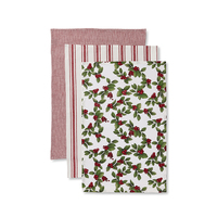 Noelle Red Cotton Teatowel   3pk