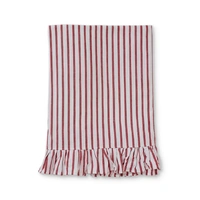 Tilly Red Stripe Frilled Edge Tablecloth  150 x 300cm