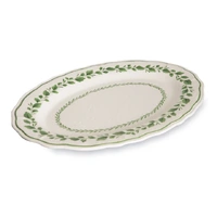 Cecile White Green Vine Oval Melamine Platter  33x 45cm