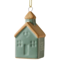 Sage Natural Hanging House Christmas Decoration 3 x 6cm