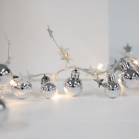 Silver Bauble and Star LED Garland