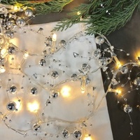 Silver Bauble and Beads LED Garland