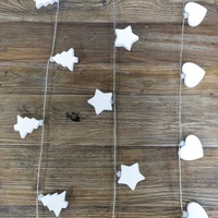 White Porcelain  Star Garland with LED's