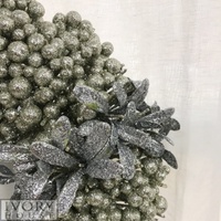 Silver Glitter Berry Wreath 40cm