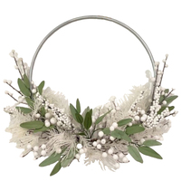 Lucia  White Berry With Leaves Half Wreath 60cm