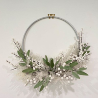 Lucia  White Berry With Leaves Half Wreath 60cm