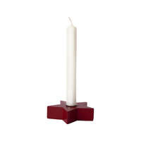 Red Timber Star Candlestick and Candle
