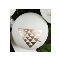 White Glass Ball With Gold Tree