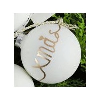 White Glass Ball With Gold Xmas