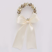Champagne Bell Wreath with Ribbon 15cm Door / Wall Hanger
