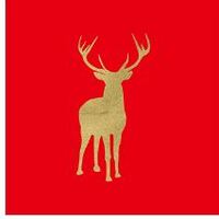 Red with Gold Reindeer Paper Napkin