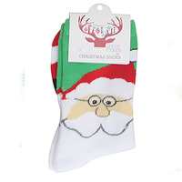 Adult Christmas Socks Large Santa Face