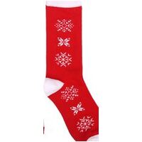 Adult Christmas Socks Red Snow Flake