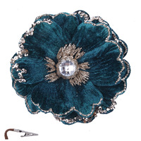 Teal Flower with Crystal 15cm