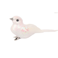 White  Feather Bird on Clip 10.5cm