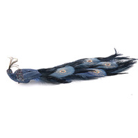 Dark Blue Feather Peacock with Clip 26cm