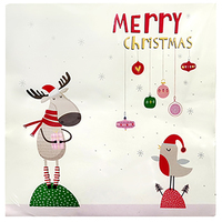 Merry Christmas Reindeer and Bird  Paper Napkin