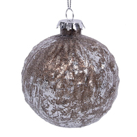 Textured Frosted Pewter  Look Bauble with Vine  8cm