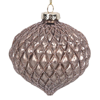 Textured Diamond Mercury Glass and Glitter  Onion 10cm