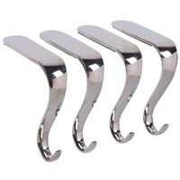 Simple Short Silver Stocking Hooks 10x10x2.5cm 4 pc