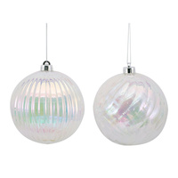 Clear Irridescent Acrylic Christmas Bauble 15cm