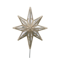 8 Point Mirrored Champagne Christmas Tree Topper on Stick