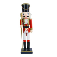 Nutcracker Red White with Staff 38cm