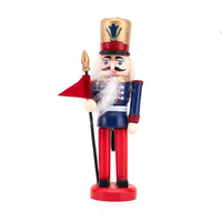 Traditional Nutcracker with Blue Coat Hanging Christmas Decoration 13cm