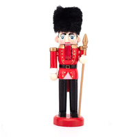 Traditional Nutcracker with Fur Hat Hanging Christmas Decoration 13cm