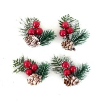 Red Berry and Pine Cone Christmas Spray 4pk