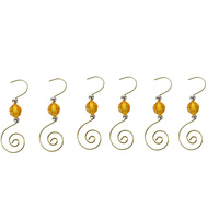Decorative Ornament Hooks Yellow 6 Pk