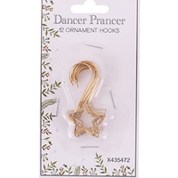 Decorative Ornament Hooks Gold Star 12 Pk
