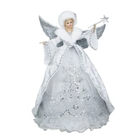 White and Silver Christmas Angel Tree Topper 40cm