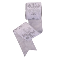 White Velvet with Silver Snowflake  Detail, Underlay, and Wire Edge