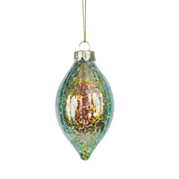 Iridescent Glass Finial Hanging Christmas Decoration 8cm