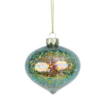 Iridescent Glass Onion Hanging Christmas Decoration 8cm
