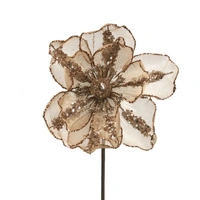 Magnolia with Rose Gold Glitter Finish 23cm on Stem