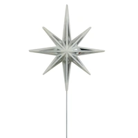 White Glitter 8 Point Celestial Mirror Christmas Tree Topper on Stick 23 x 27cm