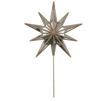 Champagne Glitter 10 Point Celestial Mirror Christmas Tree Topper on Stick 22 cm