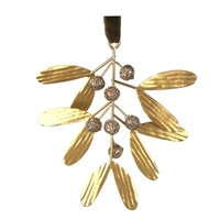 Gold Metal Misteltoe Christmas Hanging Decoration 13 x 11 cm