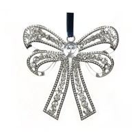 Silver Crystal Bow Christmas Tree Deco 10cm