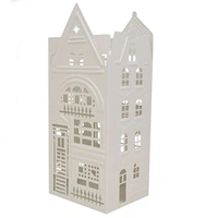 White Metal House Candle Holder Small 16.5 x 14.5 x 40cm