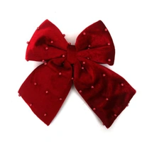 Beaded Red Velvet Christmas Bow 20 x 24 cm