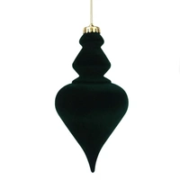 Green Flocked Hanging Christmas FInial 20 x 10 cm