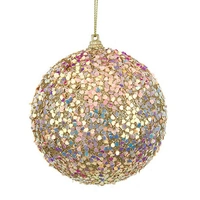 Champagne Beaded Christmas Bauble Coarse  10cm