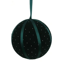Green Flocked  Hanging Christmas Bauble 15cm