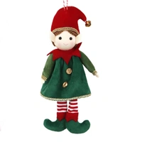 Fabric Hanging Christmas Elf Green Coat 26cm
