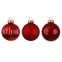 Mixed Red Glass 6cm Christmas Tree Baubles 12pk
